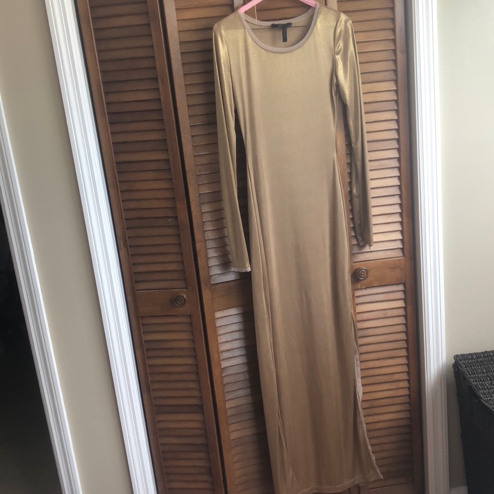 BCBG Maxazria gold column dress
